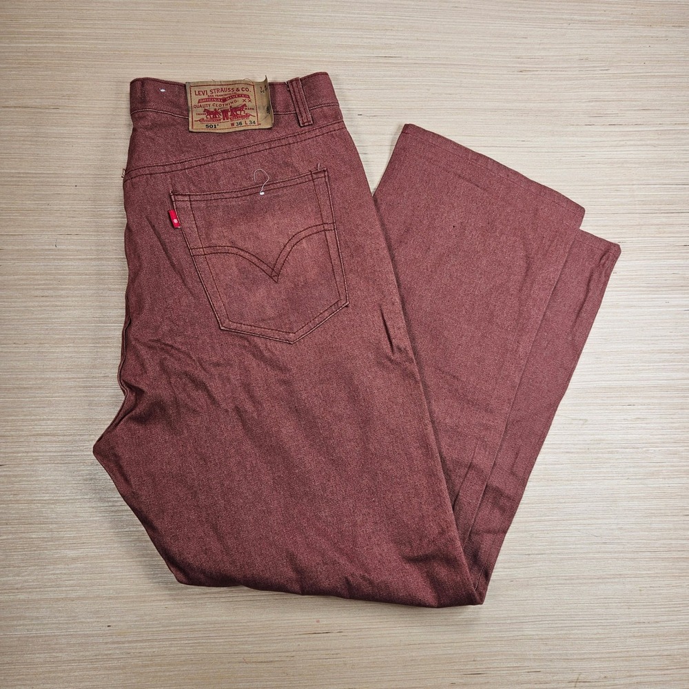 Levi 501 Original Straight Leg Jeans Mens 36x34 Fit 36x29 Red Button Fly Denim